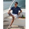 image:imageCOOFANDY Knit Polo Shirts for Men Short Sleeve V Neck Polo Lightweight Summer Casual Textured Polo ShirtsNavy