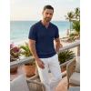 image:imageCOOFANDY Knit Polo Shirts for Men Short Sleeve V Neck Polo Lightweight Summer Casual Textured Polo ShirtsNavy