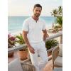 image:imageCOOFANDY Knit Polo Shirts for Men Short Sleeve V Neck Polo Lightweight Summer Casual Textured Polo ShirtsWhite