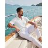image:imageCOOFANDY Knit Polo Shirts for Men Short Sleeve V Neck Polo Lightweight Summer Casual Textured Polo ShirtsWhite