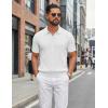 image:imageCOOFANDY Knit Polo Shirts for Men Short Sleeve V Neck Polo Lightweight Summer Casual Textured Polo ShirtsWhite