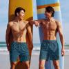 image:imageCOOFANDY Men Swim Trunk with Compression Liner 2 in 1 Swimwear Bathing Suit Quick Dry Board ShortP Black Plam Leaf