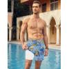 image:imageCOOFANDY Men Swim Trunk with Compression Liner 2 in 1 Swimwear Bathing Suit Quick Dry Board ShortP Light Blue Leaves