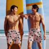 image:imageCOOFANDY Men Swim Trunk with Compression Liner 2 in 1 Swimwear Bathing Suit Quick Dry Board ShortP Pink Coconut Tree