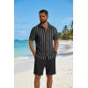 image:imageCOOFANDY Mens 2 Piece Outfit Casual Short Sleeve Button Down Shirt and Beach Shorts Set Summer Vacation Outfits for MenBlack Stripe