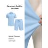 image:imageCOOFANDY Mens 2 Piece Outfit Casual Short Sleeve Button Down Shirt and Beach Shorts Set Summer Vacation Outfits for MenBlue