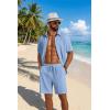 image:imageCOOFANDY Mens 2 Piece Outfit Casual Short Sleeve Button Down Shirt and Beach Shorts Set Summer Vacation Outfits for MenBlue