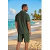 image:imageCOOFANDY Mens 2 Piece Outfit Casual Short Sleeve Button Down Shirt and Beach Shorts Set Summer Vacation Outfits for MenDark Green