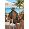 image:imageCOOFANDY Mens 2 Piece Outfit Casual Short Sleeve Button Down Shirt and Beach Shorts Set Summer Vacation Outfits for MenDark Green
