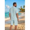image:imageCOOFANDY Mens 2 Piece Outfit Casual Short Sleeve Button Down Shirt and Beach Shorts Set Summer Vacation Outfits for MenLight Blue