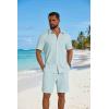 image:imageCOOFANDY Mens 2 Piece Outfit Casual Short Sleeve Button Down Shirt and Beach Shorts Set Summer Vacation Outfits for MenLight Blue