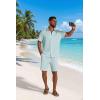 image:imageCOOFANDY Mens 2 Piece Outfit Casual Short Sleeve Button Down Shirt and Beach Shorts Set Summer Vacation Outfits for MenLight Blue