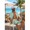 image:imageCOOFANDY Mens 2 Piece Outfit Casual Short Sleeve Button Down Shirt and Beach Shorts Set Summer Vacation Outfits for MenLight Green
