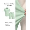 image:imageCOOFANDY Mens 2 Piece Outfit Casual Short Sleeve Button Down Shirt and Beach Shorts Set Summer Vacation Outfits for MenLight Green