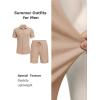 image:imageCOOFANDY Mens 2 Piece Outfit Casual Short Sleeve Button Down Shirt and Beach Shorts Set Summer Vacation Outfits for MenLight Khaki