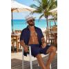 image:imageCOOFANDY Mens 2 Piece Outfit Casual Short Sleeve Button Down Shirt and Beach Shorts Set Summer Vacation Outfits for MenNavy Blue