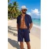 image:imageCOOFANDY Mens 2 Piece Outfit Casual Short Sleeve Button Down Shirt and Beach Shorts Set Summer Vacation Outfits for MenNavy Blue