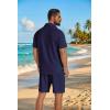 image:imageCOOFANDY Mens 2 Piece Outfit Casual Short Sleeve Button Down Shirt and Beach Shorts Set Summer Vacation Outfits for MenNavy Blue