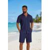 image:imageCOOFANDY Mens 2 Piece Outfit Casual Short Sleeve Button Down Shirt and Beach Shorts Set Summer Vacation Outfits for MenNavy Blue
