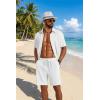 image:imageCOOFANDY Mens 2 Piece Outfit Casual Short Sleeve Button Down Shirt and Beach Shorts Set Summer Vacation Outfits for MenWhite