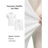 image:imageCOOFANDY Mens 2 Piece Outfit Casual Short Sleeve Button Down Shirt and Beach Shorts Set Summer Vacation Outfits for MenWhite