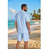 image:imageCOOFANDY Mens 2 Piece Outfit Casual Short Sleeve Button Down Shirt and Beach Shorts Set Summer Vacation Outfits for MenWhite Blue Stripe