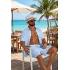 image:imageCOOFANDY Mens 2 Piece Outfit Casual Short Sleeve Button Down Shirt and Beach Shorts Set Summer Vacation Outfits for MenWhite Blue Stripe