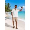 image:imageCOOFANDY Mens 2 Piece Outfit Casual Short Sleeve Button Down Shirt and Beach Shorts Set Summer Vacation Outfits for MenWhiteLight Khaki