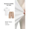 image:imageCOOFANDY Mens 2 Piece Outfit Casual Short Sleeve Button Down Shirt and Beach Shorts Set Summer Vacation Outfits for MenWhiteLight Khaki