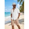 image:imageCOOFANDY Mens 2 Piece Outfit Casual Short Sleeve Button Down Shirt and Beach Shorts Set Summer Vacation Outfits for MenWhiteLight Khaki
