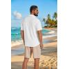 image:imageCOOFANDY Mens 2 Piece Outfit Casual Short Sleeve Button Down Shirt and Beach Shorts Set Summer Vacation Outfits for MenWhiteLight Khaki