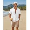 image:imageCOOFANDY Mens 2 Piece Outfit Casual Short Sleeve Button Down Shirt and Beach Shorts Set Summer Vacation Outfits for MenWhiteLight Khaki