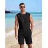 image:imageCOOFANDY Mens 2 Piece Outfits Beach Knit Jacquard Sleeveless Shirt and Shorts Sets Summer Athletic Vacation SetBlack