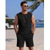 image:imageCOOFANDY Mens 2 Piece Outfits Beach Knit Jacquard Sleeveless Shirt and Shorts Sets Summer Athletic Vacation SetBlack