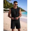 image:imageCOOFANDY Mens 2 Piece Outfits Beach Knit Jacquard Sleeveless Shirt and Shorts Sets Summer Athletic Vacation SetBlack