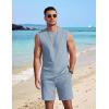 image:imageCOOFANDY Mens 2 Piece Outfits Beach Knit Jacquard Sleeveless Shirt and Shorts Sets Summer Athletic Vacation SetLight Blue