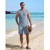 image:imageCOOFANDY Mens 2 Piece Outfits Beach Knit Jacquard Sleeveless Shirt and Shorts Sets Summer Athletic Vacation SetLight Blue