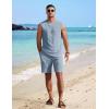 image:imageCOOFANDY Mens 2 Piece Outfits Beach Knit Jacquard Sleeveless Shirt and Shorts Sets Summer Athletic Vacation SetLight Blue