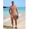 image:imageCOOFANDY Mens 2 Piece Outfits Beach Knit Jacquard Sleeveless Shirt and Shorts Sets Summer Athletic Vacation SetLight Khaki
