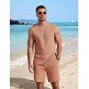 image:imageCOOFANDY Mens 2 Piece Outfits Beach Knit Jacquard Sleeveless Shirt and Shorts Sets Summer Athletic Vacation SetLight Khaki