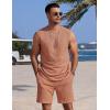 image:imageCOOFANDY Mens 2 Piece Outfits Beach Knit Jacquard Sleeveless Shirt and Shorts Sets Summer Athletic Vacation SetLight Khaki