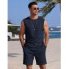 image:imageCOOFANDY Mens 2 Piece Outfits Beach Knit Jacquard Sleeveless Shirt and Shorts Sets Summer Athletic Vacation SetNavy Blue