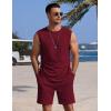 image:imageCOOFANDY Mens 2 Piece Outfits Beach Knit Jacquard Sleeveless Shirt and Shorts Sets Summer Athletic Vacation SetWine Red