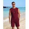 image:imageCOOFANDY Mens 2 Piece Outfits Beach Knit Jacquard Sleeveless Shirt and Shorts Sets Summer Athletic Vacation SetWine Red