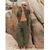 image:imageCOOFANDY Mens 2 Piece Sets Summer Outfits Short Sleeve Button Down Shirt Loose Pant Sets Beach Vacation OutfitsArmy Green