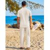 image:imageCOOFANDY Mens 2 Piece Sets Summer Outfits Short Sleeve Button Down Shirt Loose Pant Sets Beach Vacation OutfitsBeige
