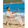 image:imageCOOFANDY Mens 2 Piece Sets Summer Outfits Short Sleeve Button Down Shirt Loose Pant Sets Beach Vacation OutfitsBeige