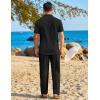 image:imageCOOFANDY Mens 2 Piece Sets Summer Outfits Short Sleeve Button Down Shirt Loose Pant Sets Beach Vacation OutfitsBlack