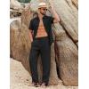 image:imageCOOFANDY Mens 2 Piece Sets Summer Outfits Short Sleeve Button Down Shirt Loose Pant Sets Beach Vacation OutfitsBlack