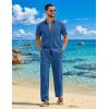image:imageCOOFANDY Mens 2 Piece Sets Summer Outfits Short Sleeve Button Down Shirt Loose Pant Sets Beach Vacation OutfitsDenim Blue
